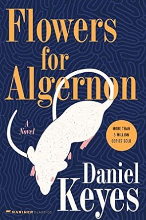 the cover of flowers for algeron by daniel keyes, with an image of a rat on it