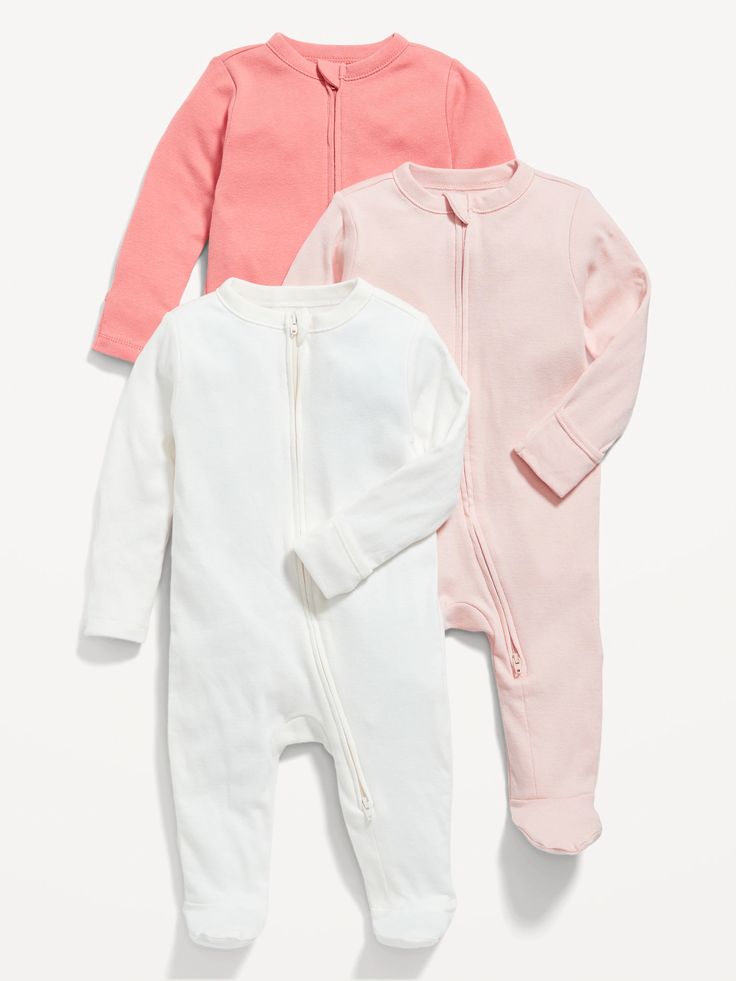 Unisex 3-Pack Sleep & Play 2-Way-Zip Footed One-Piece for Baby | Old Navy Girl Pajamas, Baby Wishlist, Random Video, Neutrogena Makeup, Newborn Girl Outfits, Newborn Sets, Baby Changing