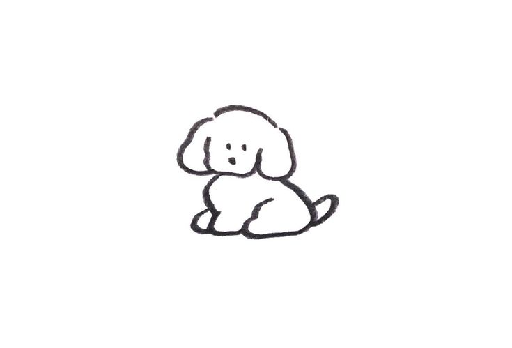 a black and white drawing of a dog sitting on the ground with its eyes closed