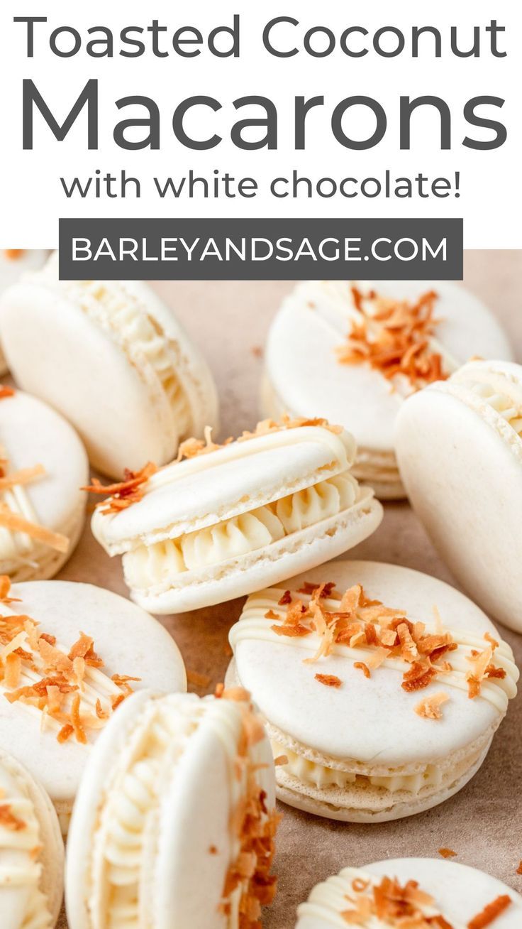 toasted coconut macarons with white chocolate