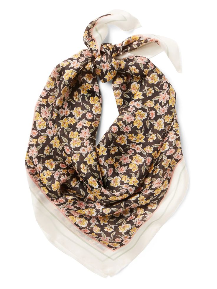 Sheer Floral Square Scarf | Banana Republic Trendy Summer Silk Scarf With Floral Print, Chic Summer Headscarf One Size, Casual Floral Print Scarves For Spring, Chic One-size Summer Headscarf, Trendy One Size Summer Scarf, Trendy One-size Summer Scarf, Casual Floral Print Summer Scarves, Casual Silk Scarf For Fall, Trendy One Size Scarves For Spring