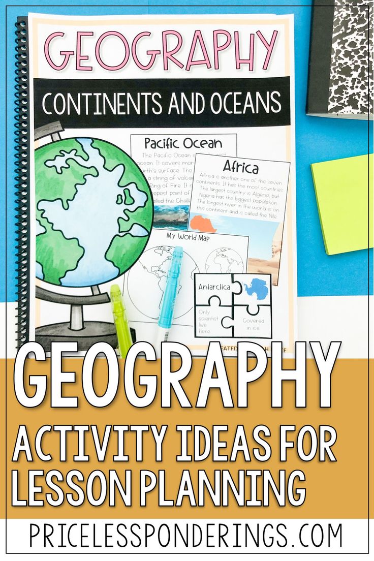 a book with the title, geography activity ideas for lesson planning and printables