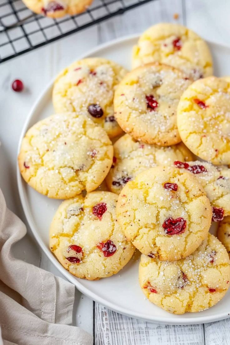 cranberry white chocolate chip cookies on a plate