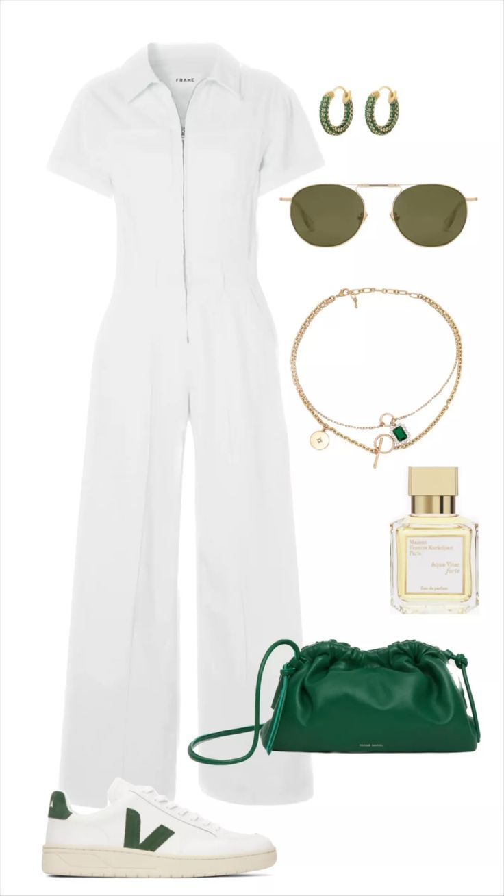 Uni Outfits, Casual Outfit Inspiration, Casual Day Outfits, Jumpsuit Outfit, Classy Work Outfits, Classy Casual Outfits, Easy Trendy Outfits, Green Outfit, Fancy Outfits