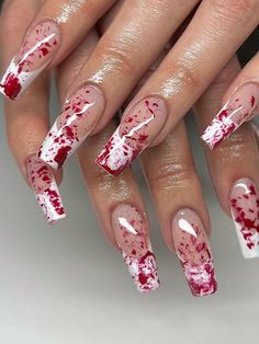 Blood Nails, Splatter Nails, Horror Nails, Holloween Nails, Halloween Fest, Halloween Acrylic Nails, Cat Nails, Halloween Nail Designs, Nail Accessories