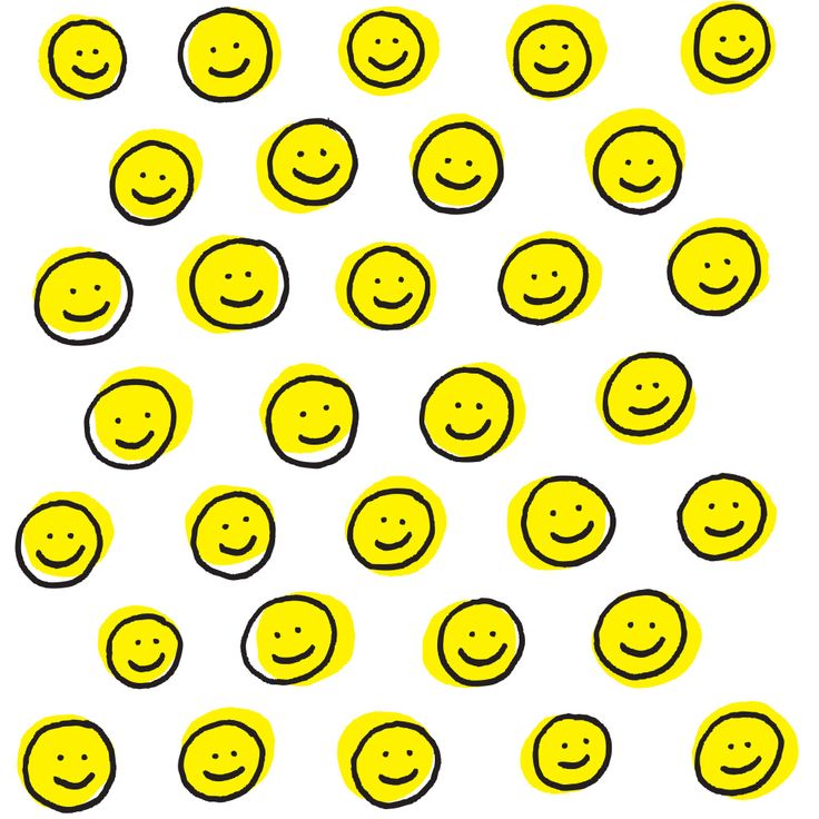 many yellow smiley faces are arranged in rows