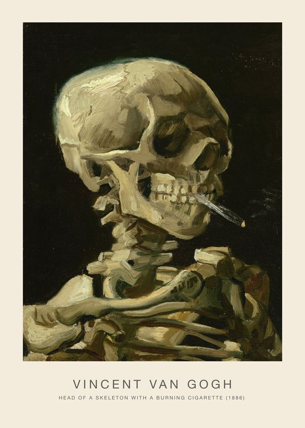 Dark Paintings, Arte Van Gogh, Van Gogh Museum, Skull Painting, Hur Man Målar, Henri Rousseau, Van Gogh Paintings, A Skeleton, Van Gogh Art