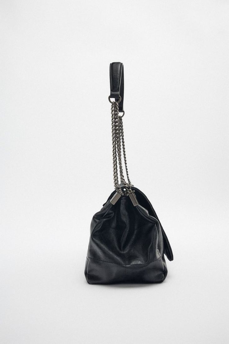 ROCK STYLE FLAP SHOULDER BAG - Black | ZARA United States Black Flap Shoulder Bag With Chain Strap, Modern Zara Shoulder Bag With Removable Pouch, Zara Crossbody Shoulder Bag With Removable Pouch, Zara Crossbody Satchel With Removable Pouch, Trendy Zara Shoulder Bag With Adjustable Strap, Zara Crossbody Satchel With Detachable Strap, Zara Shoulder Bag With Adjustable Strap For Travel, Zara Shoulder Bag With Adjustable Strap, Travel Shoulder Bag With Chain Strap