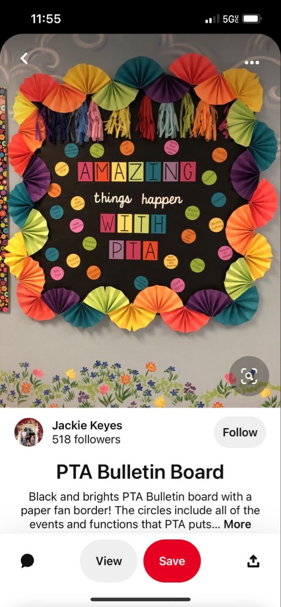 an image of a bulletin board with colorful paper umbrellas on the front and back