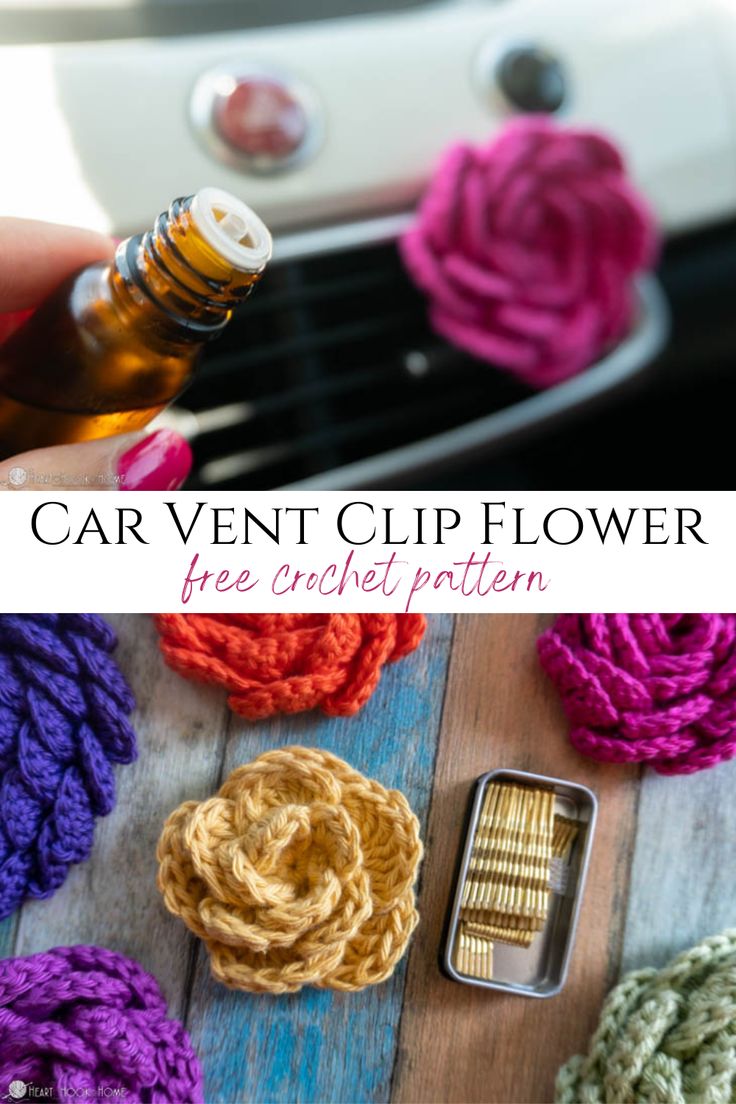 crochet car vent clip flower is an easy and fun project for kids to make