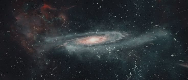 an image of a spiral galaxy in the night sky with stars and dust around it