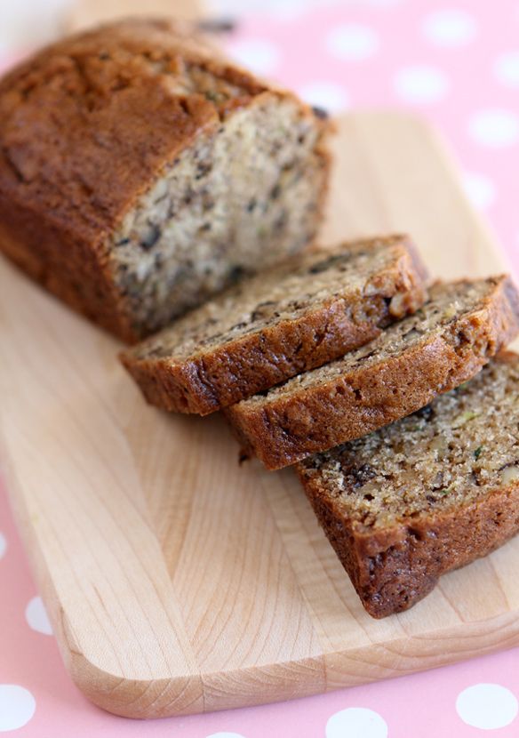 slices of banana bread on a cutting board