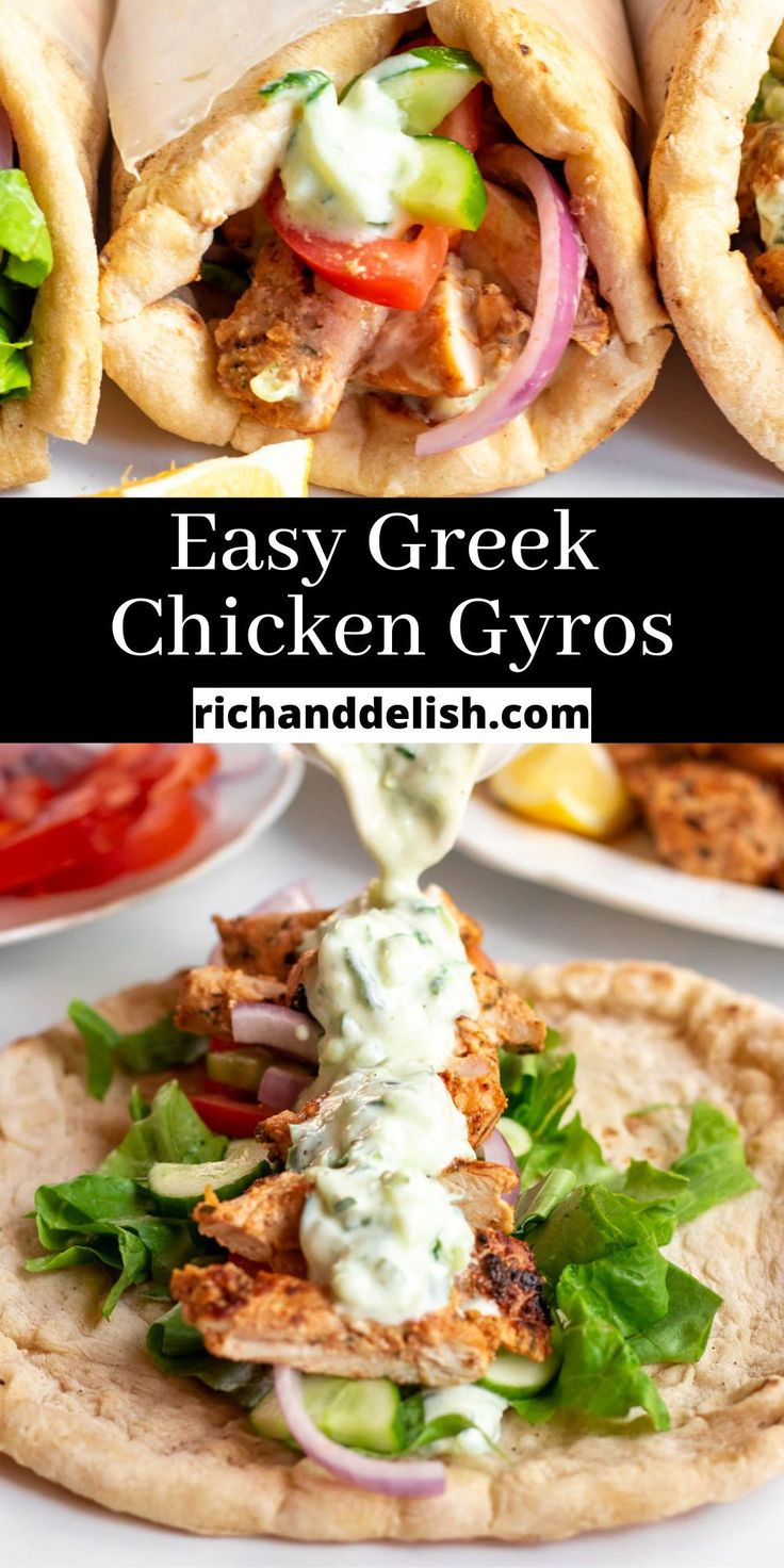 an easy greek chicken gyros recipe with pita bread