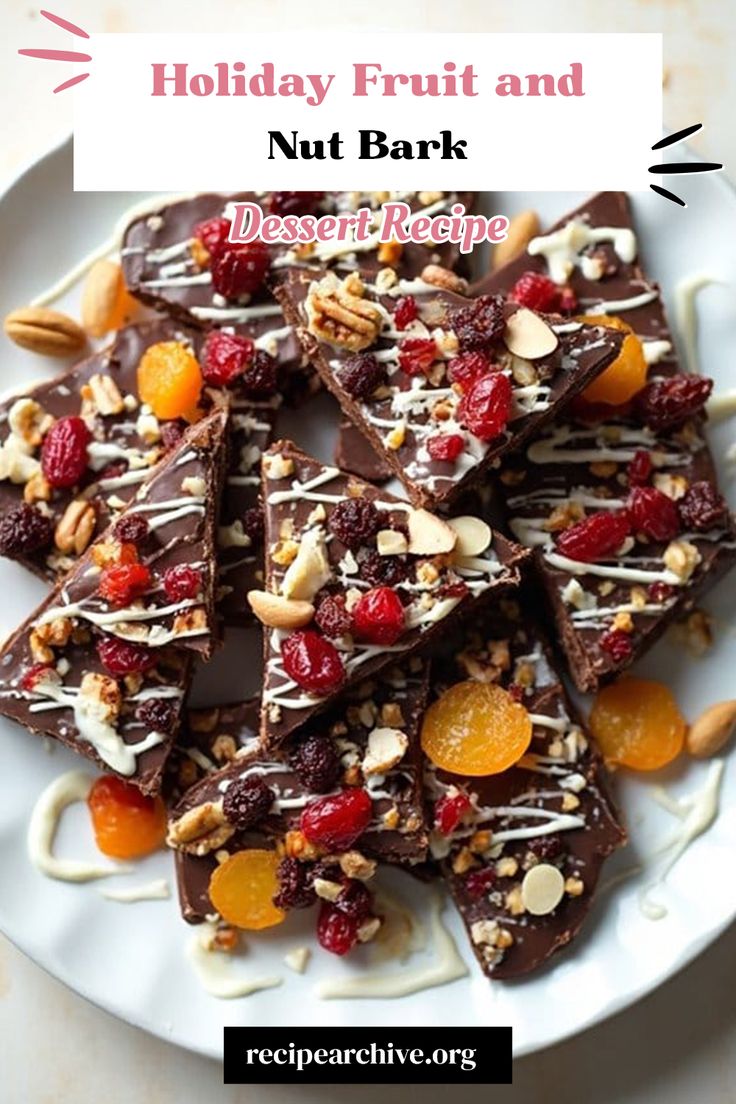 Holiday Fruit and Nut Bark Fruit Bark, Dried Fruit Recipe, Holiday Dessert Table, Fruit And Nut Bars, Holiday Fruit, Chocolate Dipped Pretzels, Holiday Desserts Table, White Chocolate Cranberry, Christmas Candy Recipes