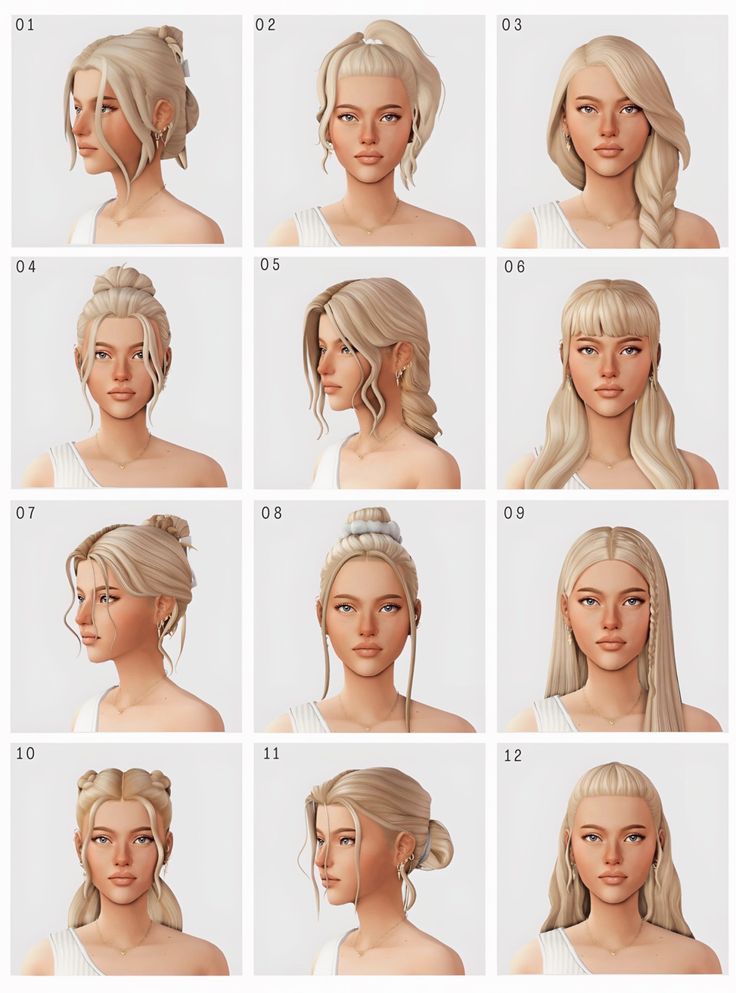 many different hairs styles for females with blonde hair and braids, all in the same style