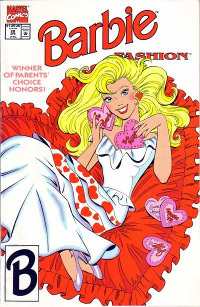 the cover to barbie magazine with a blonde woman laying on her stomach and holding a donut