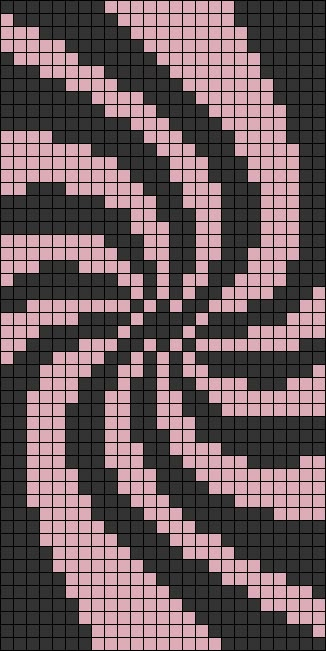 a cross stitch pattern with pink and black stripes on the bottom, in an abstract manner