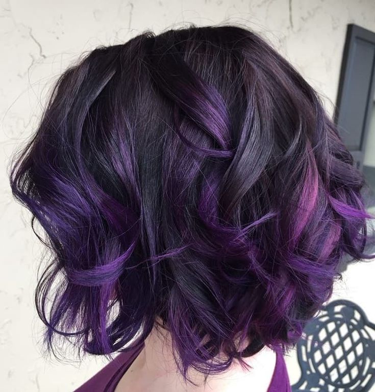 Short Hair Purple, Short Lavender Hair, Purple Hairstyles, Purple Black Hair, Longbob Hair, Short Purple Hair, Purple Hair Highlights, Purple Balayage, Short Hair Highlights