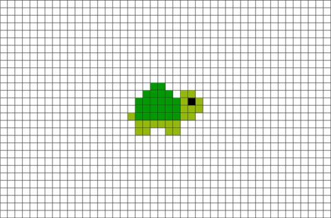 an image of a green turtle made out of squares