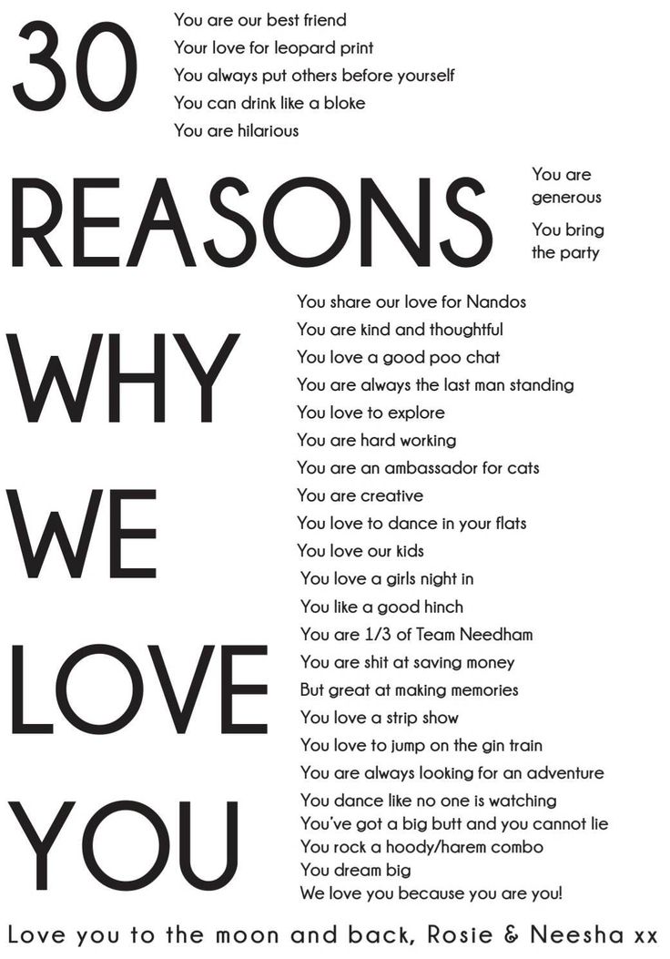 an advertisement with the words 30 reasons why we love you