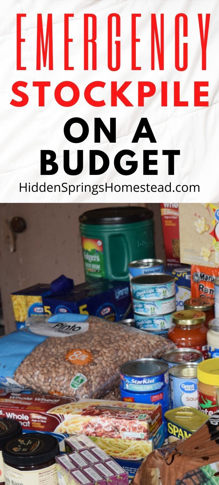 an emergency stockpile on a budget with text overlay that reads, emergency stockpile on a budget hidden springs homeseated com