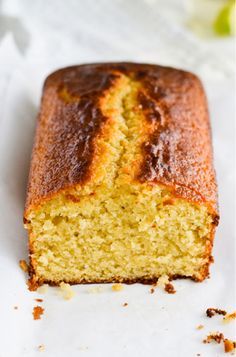 a loaf of cake sitting on top of a piece of paper