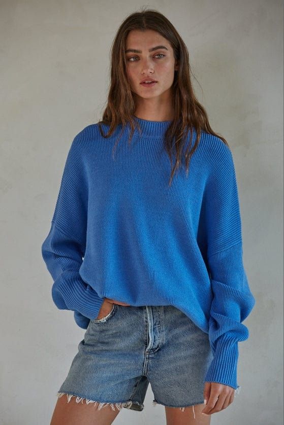 By Together By Together Long Sleeve Chunky Knit High Neck Sweater - Little Miss Muffin Children & Home Sweater For Ladies, Sea Blue Color, Fall Fashions, Maxi Outfits, Casual Date Night, High Neck Sweater, Work Tops, Blue Sweater, Sea Blue