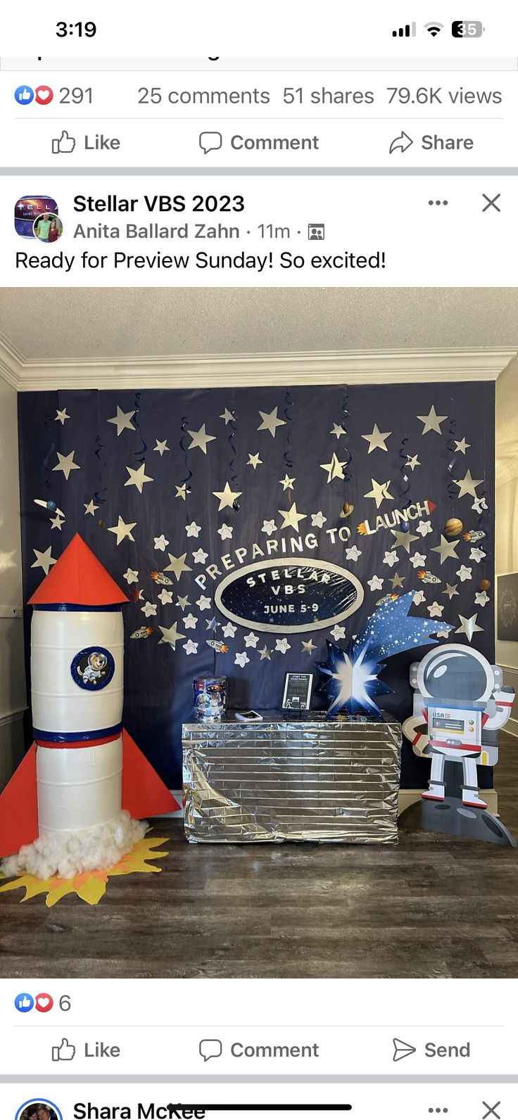 an image of a rocket ship themed party on instagram with the caption star vsbs 2013 ready for preview sunday so excited