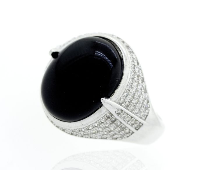 Oval onyx stone set in beautiful sterling silver and cubic zirconia setting. Materials: .925 Silver, Onyx, Cubic Zirconia Cubic Zirconia Rings, Onyx Stone, Stunning Jewellery, Stone Settings, Onyx, 925 Silver, Cubic Zirconia, Sterling Silver, Stone