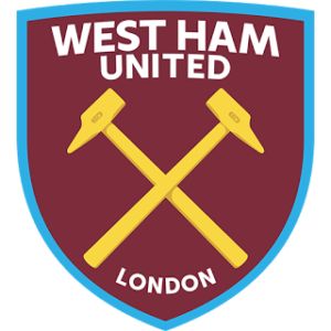 the west ham united logo with two crossed wrenches on top of each other, against a white background