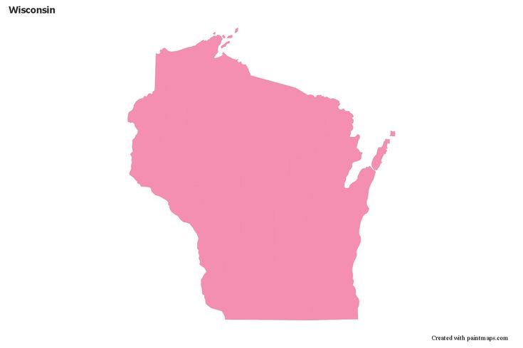 a pink map of wisconsin on a white background