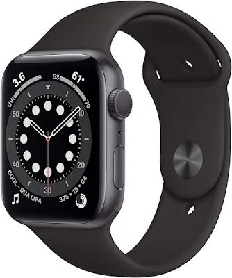 an apple watch with black band