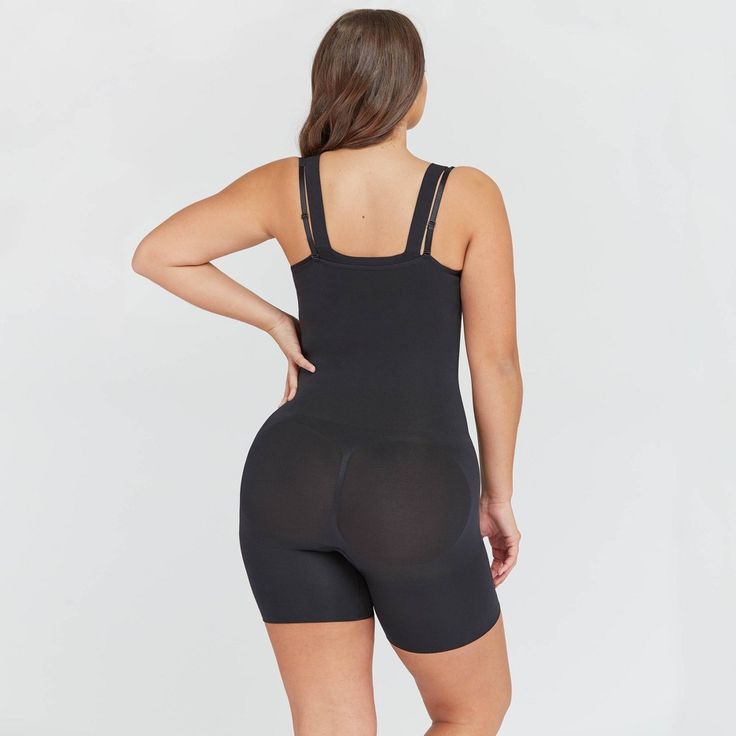 Talk about three for one! This open-bust bodysuit uses breathable, comfortable compression to tone the tummy and hips, and give you a perky rear view. Best of all? The full-coverage design is made from soft, cling-free fabric for additional comfort and is also seamless for invisible layering under your clothes. Workout Bodysuit With Seamless Shaping, Shaping Seamless Bodysuit For Workout, Compression Shapewear Bodysuit, Shaping Shapewear Bodysuit For Workout, Shaping Bodysuit For Workout With Seamless Construction, Compressive Workout Bodysuit With Medium Bust Support, Workout Bodysuit With Medium Bust Support, Full Coverage Compression Bodysuit With Lined Body, Shaping Bodysuit With Medium Bust Support For Workout