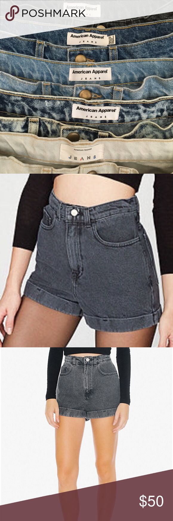 American Apparel Denim High Waisted Shorts American Apparel Denim High Waisted Shorts NWOT American Apparel Shorts Jean Shorts Washed Black Shorts With Belt Loops, Washed Black Belt Loops Shorts, Washed Black Denim Bottoms With Built-in Shorts, Washed Black Bottoms With Built-in Shorts, Washed Black Bottoms With Belt Loops For Spring, Spring Washed Black Bottoms With Belt Loops, Washed Black Bottoms With Pockets And Short Length, Washed Black Bottoms With Pockets, Trendy Washed Black Bottoms With Belt Loops