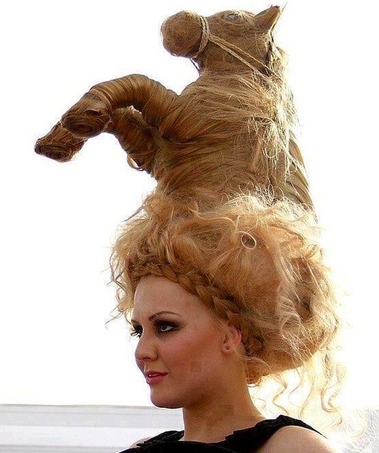 um.....Sandy made a horse of herself? Silly Hairstyles For Women, Ugly Hairstyle, Ella Outfit, Chocolate Hair, Look Rock, Fantasy Hair, Amazing Artwork, Crazy Hair Days, Long History