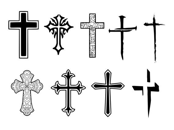 a set of different crosses on a white background