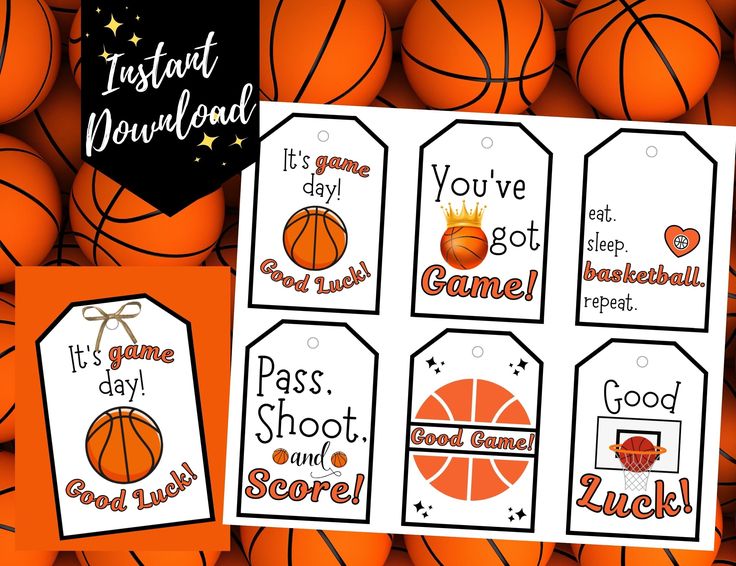 basketball themed gift tags with free printables