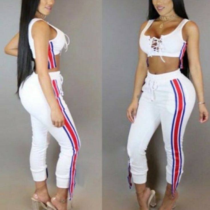 2 Piece Pants Set Comfortable Material (Sweat Shirt) Casual Spring Joggers With Side Stripes, Casual Sweatpants With Side Stripes For Spring, Casual Spring Sweatpants With Side Stripes, Casual White Joggers For Leisure, White Casual Drawstring Sweatpants, Casual White Joggers, White Casual Sweatpants With Drawstring, White Drawstring Joggers For Jogging, Casual White Joggers With Drawstring