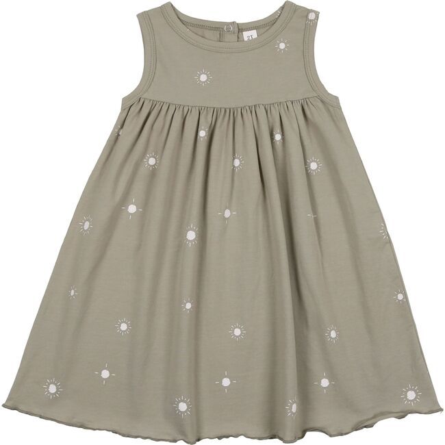 This adorable sleeveless dress is covered in a whimsical sun print: making it super summery and fun! It is airy, and has a cute ruffle finishing to it. Fits true to size 95% cotton 5% spandex | Pouf | Sun Print Sleeveless Dress, (Sage Green, Size 2) | Maisonette collects the best children’s products from around the world (unlike Zulily, Etsy, The Tot, Farfetch Kids, Childrensalon, Crate and Kids, Kohls, Wayfair, Buy Buy Baby, Nordstroms, Mini Boden, J.Crew Factory, or PotteryBarn Kids), creating Flowy Twirl Dress For Summer Playdate, Summer Flowy Twirl Dress For Playdate, Casual Summer Twirl Dress For Playwear, Playful Sleeveless Dress For Spring Vacation, Playful Flowy Summer Dresses, Cute Summer Twirl Dress For Playwear, Playful Sleeveless Dress For Summer Playdate, Playful Sleeveless Summer Dress For Playdate, Playful Sleeveless Sundress For Playtime