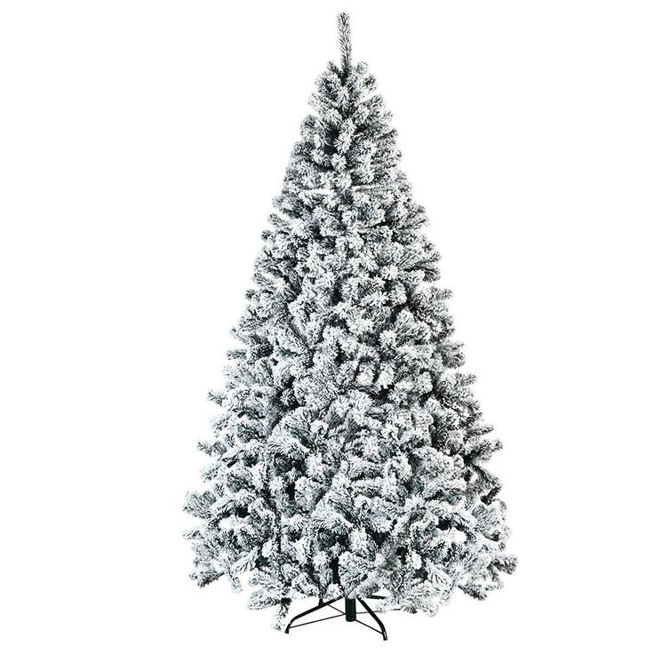 a white christmas tree with snow on it