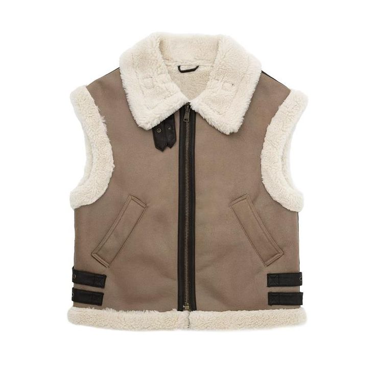 Color: as pictue, Size: L Chaleco Casual, Leather Waistcoat, Faux Leather Vest, Coat Women Fashion, Winter Vest, Winter Chic, Vest Coat, Sleeveless Jacket, Fleece Vest