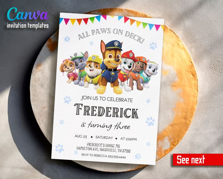 Paw Patrol Editable Invitation, puppies Printable Birthday Invite boy girl, Paw Patrol invitation, Instant Download, kids Birthday Invite template, Paw Patrol inviteThank you for visiting my shop 🙂! All the invitations are for self-editing 😉!You will edit in Canva. It’s easy and fun, whether you're using the web browser or the app.😎This digital invite can be printed or text messaged! You decide!After the purchase you get a file attached to your order with links to edit your invitation! Fast a Paw Patrol Invite, Invitacion Digital Paw Patrol, Paw Patrol Invitations Printables, Paw Patrol Party Invitations, Paw Patrol Birthday Invitations, Birthday Invite Template, Patrol Party, Paw Patrol Party, Baby Invitations