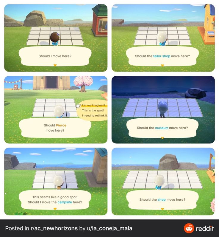 four different screens showing the same scene in animal crossing