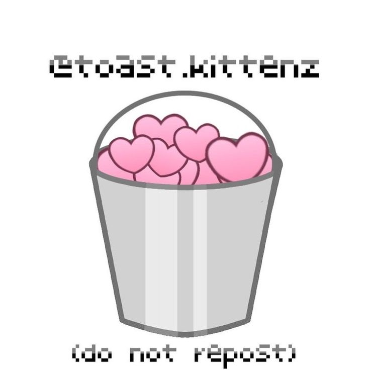 a bucket filled with pink hearts sitting on top of a white table next to the words,