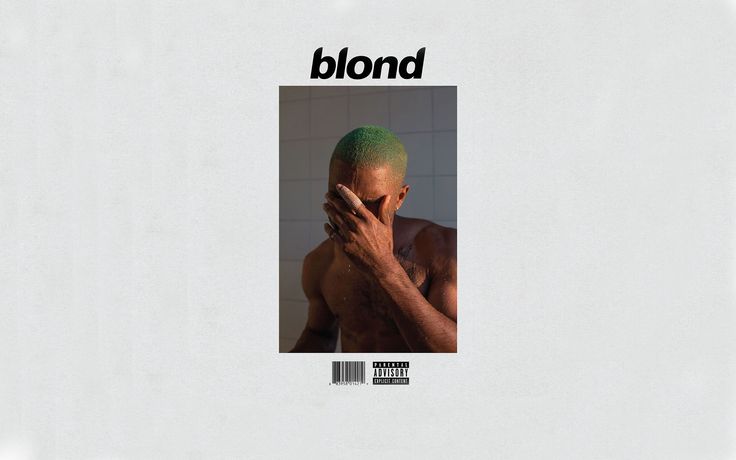 a man with green hair is holding his face in front of him and the words blond on it