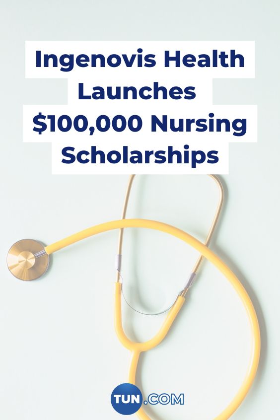 a stethoscope with the words ingenovois health launches $ 100, 000 nursing scholarships