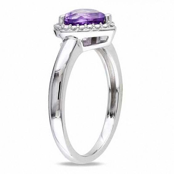 A lovely gift for the February-born birthday girl, this ring is crafted of fine sterling silver and features a 7.0mm heart-shaped purple amethyst. Custom made to fit her ring size. Sterling silver rings cannot be resized after purchase. February Born, Beaded Frame, Frame Ring, Her Ring, Love For Her, Bead Frame, Peoples Jewellers, Amethyst Beads, Bright Purple