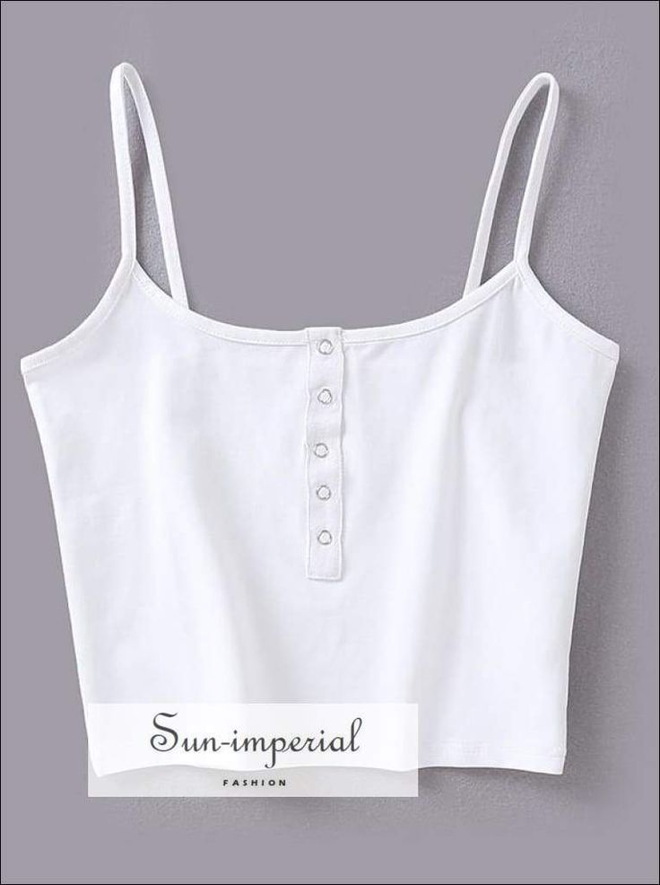 Item Type:Tops Gender:Women Fabric Type:Jersey Pattern Type:Solid Tops Type:Camis Decoration:Button Clothing Length:Short Material:COTTON Style:Casual sun-imperialWMCDLD11 Size Length Bust - - - S 40cm 77cm - - - M 41cm 82cm - - - L 42cm 87cm - - - XL 43cm 92cm - - - Sizing advice :Most items run small ( discluding swimsuits and shoes) - If you are not sure which size will work best for you - You can email us via info.sunimperial@gmail.com and provide your bust ,waist ,hips measurements in cm + Button Tank Top, White Singlet, Imperial Fashion, Boho Mode, Diy Vetement, Cropped Tops, Cute Crop Tops, Top Crop, Hipster Fashion