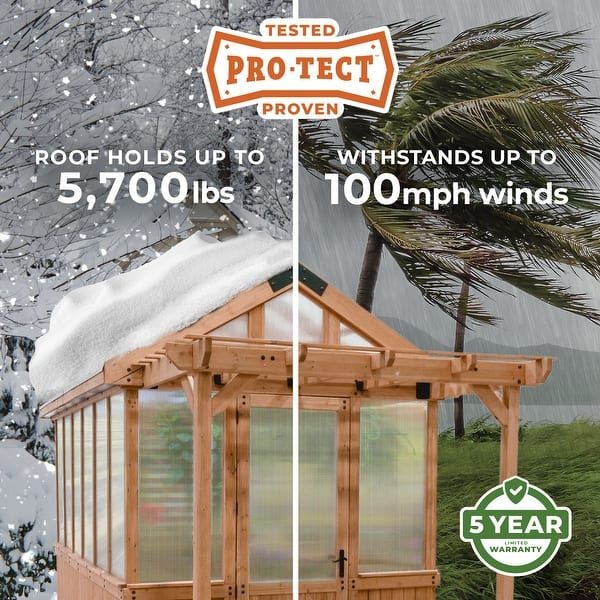 an advertisement for a greenhouse with snow on the ground and palm trees in the background