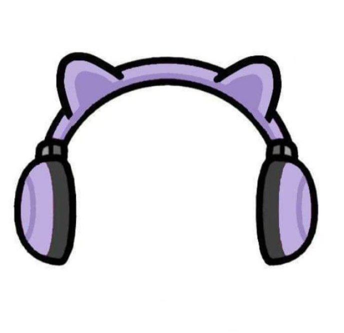 the headphones are purple and black with cat ears on it's earbands